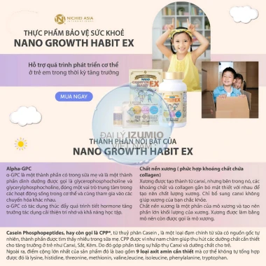 NANO GROWTH HABIT EX DHA Canxi D3 Tăng Chiều Cao Phát Triển Trí Não Cho Bé - Giảm 15% + Xuất Kèm VAT 7