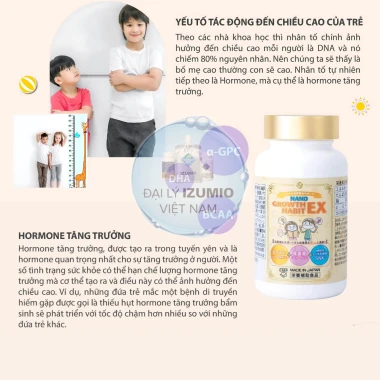 NANO GROWTH HABIT EX DHA Canxi D3 Tăng Chiều Cao Phát Triển Trí Não Cho Bé - Giảm 15% + Xuất Kèm VAT 9