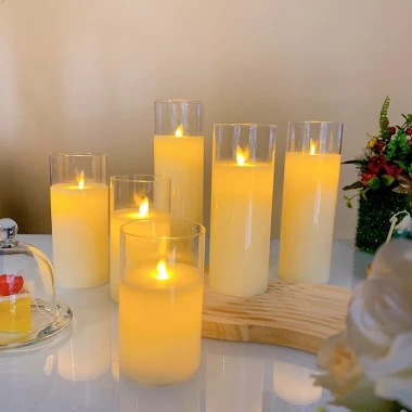Nến điện tử pin bộ 3 cây trong suốt - Đèn LED hình nến sang trọng, tiết kiệm điện