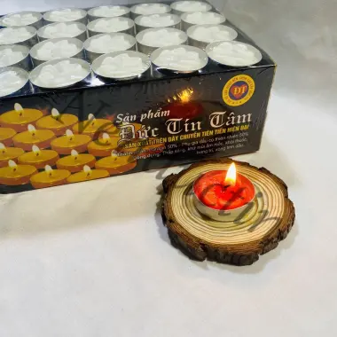 Nến Tealight Cao Cấp Đức Tín 100V Không Mùi Không Khói Cháy 1,5-2h An Toàn 6