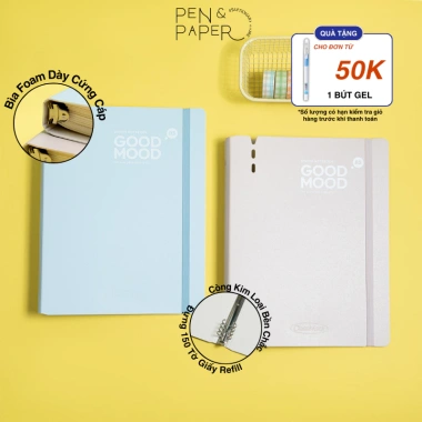 [NEW 2.026]Sổ Còng Classmate Bìa Foam Cứng Cao Cấp Giấy 100GSM, Sổ Binder Thay Giấy Refill Kẻ Ngang/Caro/Dotgrid BC08/09