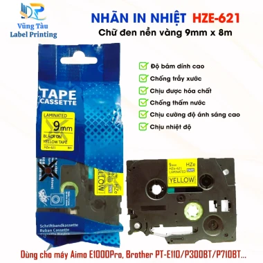 Nhãn In HZe-621 Chữ Đen Nền Vàng 9mm x 8m Giá Rẻ Giao Hỏa Tốc Vũng Tàu 180k 2