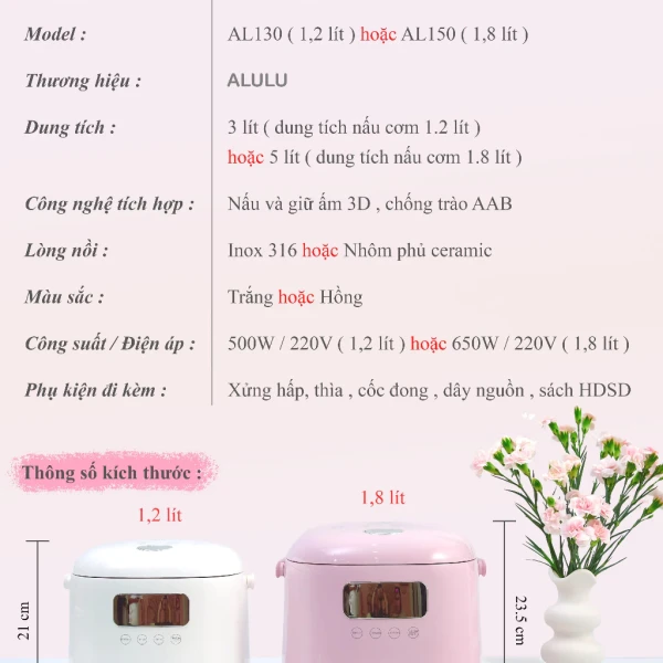 Trải nghiệm thực tế người dùng với nồi cơm điện inox ALULU 1.2L‑1.8L