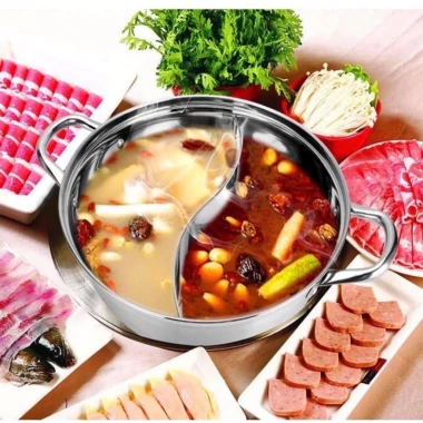 Nồi Lẩu 2 Ngăn Inox Dày Đệm - Dùng Được Bếp Ga, Bếp Từ, Siêu Đa Năng, Giá 148.000