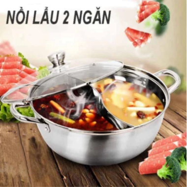 Nồi Lẩu 2 Ngăn Inox Dày Đệm - Dùng Được Bếp Ga, Bếp Từ, Siêu Đa Năng, Giá 148.000