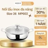 Nồi Lẩu Đa Năng Morico MP602 Inox 304 Cao Cấp 5L Dùng Mọi Loại Bếp Kèm Nắp Kính Giá 878.000 VND