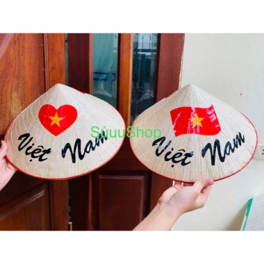 Nón Lá Dán Cờ Đỏ Sao Vàng Giá Rẻ - Mũ Lá Việt Nam Size 30-40cm Tặng Quai 6 Nón Lá Dán Cờ Đỏ Sao Vàng Giá Rẻ - Mũ Lá Việt Nam Size 30-40cm Tặng Quai 6
