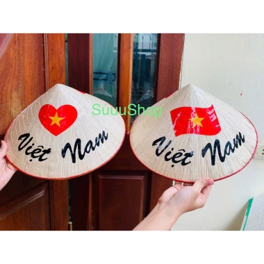 Nón Lá Dán Cờ Đỏ Sao Vàng Giá Rẻ - Mũ Lá Việt Nam Size 30-40cm Tặng Quai 7 Nón Lá Dán Cờ Đỏ Sao Vàng Giá Rẻ - Mũ Lá Việt Nam Size 30-40cm Tặng Quai 7