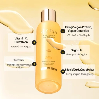 Nước hoa hồng d'Alba Vita Toner 180ml - Toning Serum cấp ẩm sáng da chỉ 159.000 VNĐ