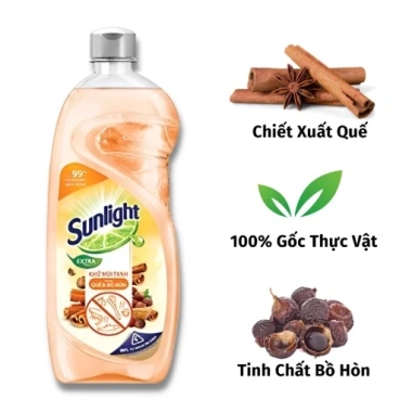 Nước Rửa Chén Bát Sunlight Thiên Nhiên Quế & Bồ Hòn - Chai 750G