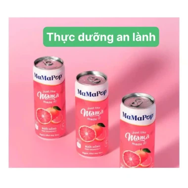 NƯỚC TRÁI CÂY SPARKLING MAMAPOP VỊ BƯỞI HỒNG ( 12 lon x 330ml)- NGON NHƯ MẸ LÀM 5