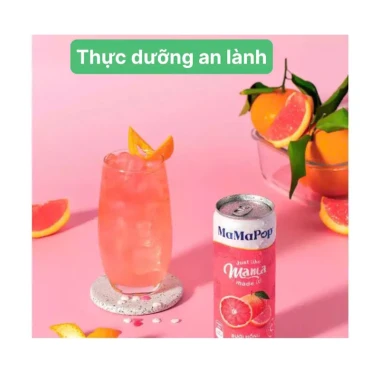 NƯỚC TRÁI CÂY SPARKLING MAMAPOP VỊ BƯỞI HỒNG ( 12 lon x 330ml)- NGON NHƯ MẸ LÀM 6