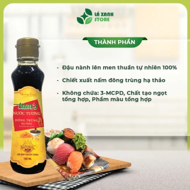Nước Tương Đông Trùng Hạ Thảo Premium TAM’S 160ml – Chai Thủy Tinh, Lên Men Tự Nhiên, Không 3-MCPD 3