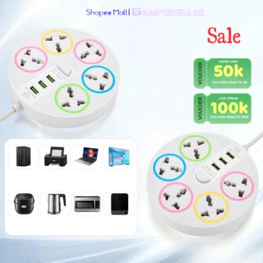 Ổ cắm điện đa năng thông minh AMPEREEASE 2.200w dây dài có cổng USB tiện lợi an toàn chống giật, Màu Ngẫu Nhiên Ổ cắm điện đa năng thông minh AMPEREEASE 2.200w dây dài có cổng USB tiện lợi an toàn chống giật, Màu Ngẫu Nhiên