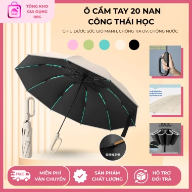 Ô Cầm Tay Công Thái Học Chống Nắng Mưa Tia UV - Gấp Gọn Tiện Lợi Giá 127k