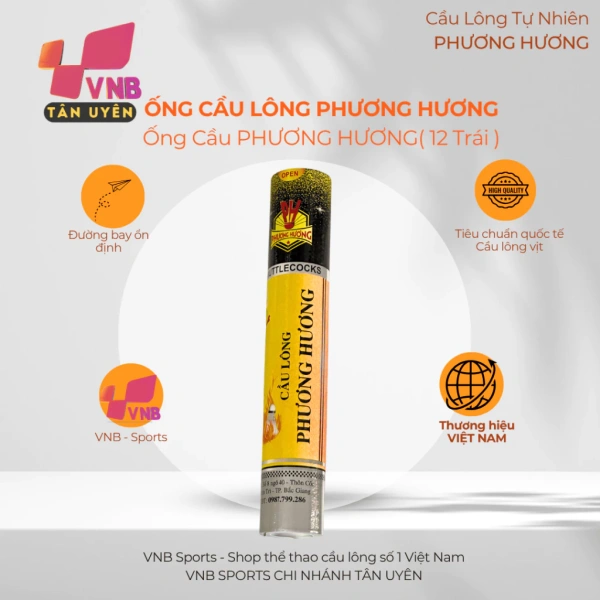 Hình ảnh sản phẩm Ống Cầu Lông Phương Hương VNB Sports - Giá 390.000đ, giảm 20%, độ bền cao, tốc độ nhanh