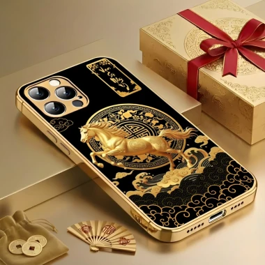 Ốp Lưng iPhone Ngựa Phong Thủy 2.026 - Mã Đáo Thành Công Viền Vàng Kính 3D Giá Cực Sốc 75k 3