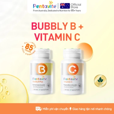 Pentavite Bộ 2 chai Bubbly B + Vitamin C 60 viên nhai - Vitamin B, Vitamin C vị kẹo que, giá 216.000đ Pentavite Bộ 2 chai Bubbly B + Vitamin C 60 viên nhai - Vitamin B, Vitamin C vị kẹo que, giá 216.000đ