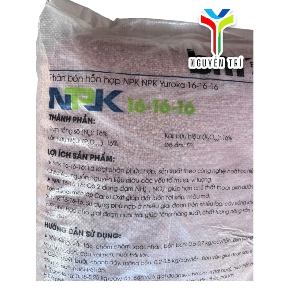 Hướng dẫn sử dụng Phân BM Yuroka NPK 16-16-16 1kg cho hoa, rau màu và cây ăn trái