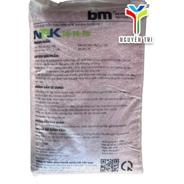 Hình ảnh sản phẩm Phân BM Yuroka NPK 16-16-16 1kg Nga - Hoa, rau màu & cây ăn trái, chỉ 9.999 VND