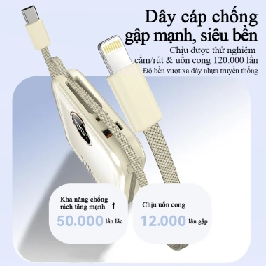 Pin dự phòng mini 20.000mAh sạc nhanh 120W PD 20W, gọn nhẹ, kèm 2 dây sạc - 480k