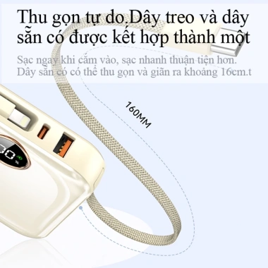 Pin dự phòng mini 20.000mAh sạc nhanh 120W PD 20W, gọn nhẹ, kèm 2 dây sạc - 480k