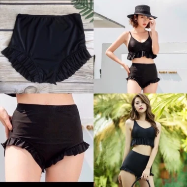 Quần Bơi Bikini Nữ Cạp Cao Màu Đen Siêu Co Giản - Mẫu 1-13 Giá Rẻ 81600Đ 3