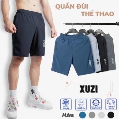 Quần đùi nam thể thao quần short chạy bộ vải gió mềm mại dáng sport co dãn tốt quần mặc nhà nhiều màu đẹp XUZI