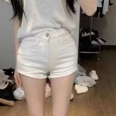 Quần Short Bò Jeans Nữ Trắng Co Giãn Lưng Cạp Cao Siêu Hách Đáng Giá 67.620 VND 4