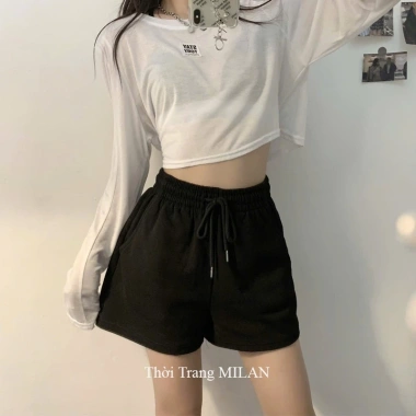 Quần Short Đi Biển Nữ Vải Mềm Cạp Chun Co Giãn Có Túi Dáng Quần Đùi Nữ Mặc Mùa Hè Màu Đen Hồng Trắng Ở Nhà Thể Thao Gym