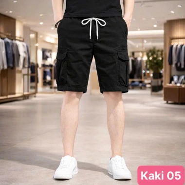 Quần short nam kaki đen trơn cao cấp, túi hộp lửng, quần sóc lưng thun HAVADO M5 - 199k