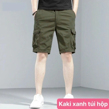 Quần short nam kaki đen trơn cao cấp, túi hộp lửng, quần sóc lưng thun HAVADO M5 - 199k
