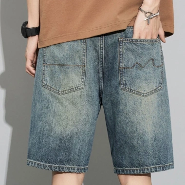 Quần short nam retro denim mùa hè - dáng thẳng, size lớn, phong cách dạo phố