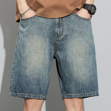 Quần short nam retro denim mùa hè - dáng thẳng, size lớn, phong cách dạo phố