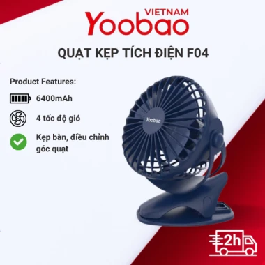 Quạt tích điện Y-F04 6400mAh dùng 32 tiếng, thiết kế kẹp tiện lợi - Giá chỉ 295k 2