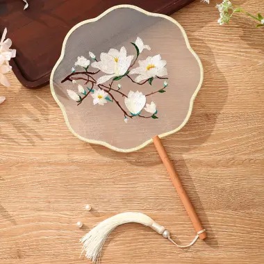 Quạt Tròn Thêu Hoa Sứ Trắng Trung Quốc - Múa Sứ Thanh Hoa Giảm Giá Cực Sốc Còn 68794đ 2