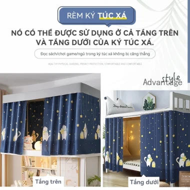 Rèm Ký Túc Xá Sinh Viên Tiện Nghi - FDM Rèm Giường Tầng Kèm Dây Thừng Móc Treo Giá 33K 3