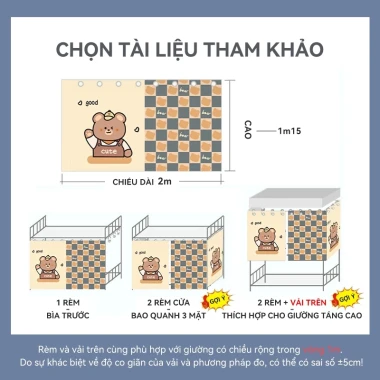 Rèm Ký Túc Xá Sinh Viên Tiện Nghi - FDM Rèm Giường Tầng Kèm Dây Thừng Móc Treo Giá 33K 8
