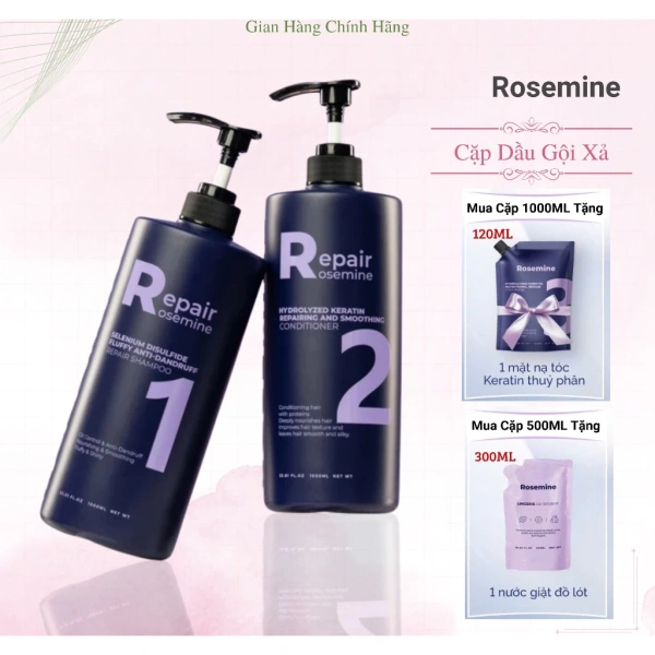 Hình ảnh sản phẩm Rosemine Dầu Gội Xả 500ml-1.000ml Suôn Mượt, Phục Hồi Tóc Khô Xơ, Giá 220.000đ