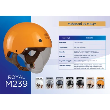 Royal M239 - Mũ nửa đầu kính âm chính hãng Royal - Đồ Phượt Hà Nội Bảo Hành Chính hãng 5