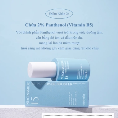 Serum Tinh chất dưỡng sáng V'anhalla Niacinamide 15 triple booster mịn da, chăm sóc lỗ chân lông