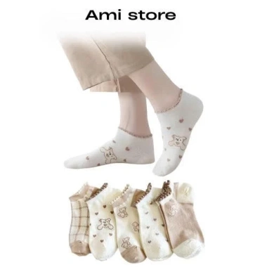 Set 10 Đôi Tất Vớ Nữ Họa Tiết Gâu Cổ Bèo Cotton Co Giãn Thoáng Khí Giá chỉ 35k Set 10 Đôi Tất Vớ Nữ Họa Tiết Gâu Cổ Bèo Cotton Co Giãn Thoáng Khí Giá chỉ 35k