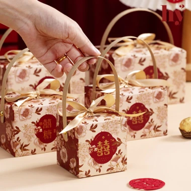 Set 10 hộp kẹo cưới Nhà có Hỷ Wedding phong cách hoa lá trang trí đám cưới tiệc cưới đám hỏi tân hôn đính hôn HK04