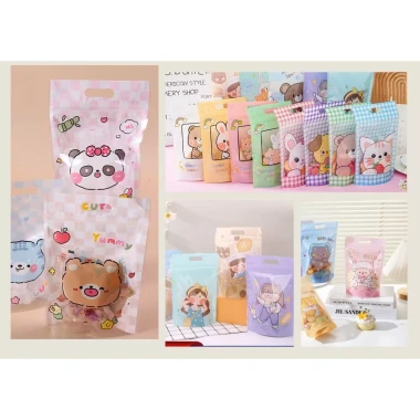 Set 50 túi zip miệng đựng bánh kẹo, trà hoa, họa tiết đa dạng 15.5x22.5x6 cm, giá 63.500