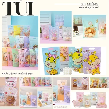Set 50 túi zip miệng đựng bánh kẹo, trà hoa, họa tiết đa dạng 15.5x22.5x6 cm, giá 63.500 3 Set 50 túi zip miệng đựng bánh kẹo, trà hoa, họa tiết đa dạng 15.5x22.5x6 cm, giá 63.500 3