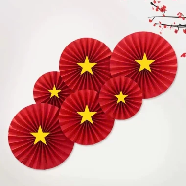Set 6 Quạt Giấy Cờ Đỏ Sao Vàng Trang Trí Dịp Quốc Khánh. Phụ Kiện TRUNG THU 2025 Decor Cửa Kính, Quán Cafe, Phòng Khách 7 Set 6 Quạt Giấy Cờ Đỏ Sao Vàng Trang Trí Dịp Quốc Khánh. Phụ Kiện TRUNG THU 2025 Decor Cửa Kính, Quán Cafe, Phòng Khách 7