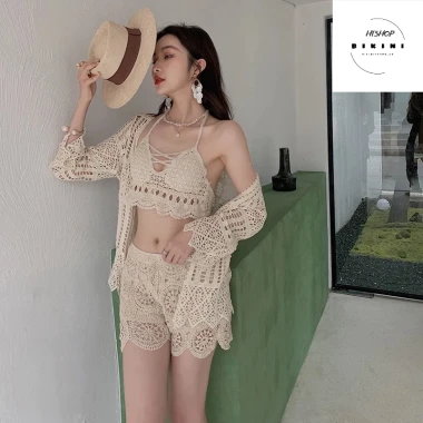 Sét Bikini Ren Đi Biển 3 Món Kín Đáo - Đồ Bơi Nữ Giá Rẻ 62100đ 7