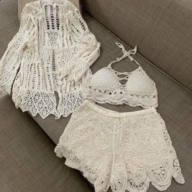 Sét Bikini Ren Đi Biển 3 Món Kín Đáo - Đồ Bơi Nữ Giá Rẻ 62100đ 18