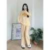 Sét bộ dài mặc Tết, mặc Đông xinh xắn LAMFASHION, Đồ bộ dài mặc nhà in hình, quần kate dáng suông, Áo dài tay xượt mềm 2