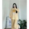 Sét bộ dài mặc Tết, mặc Đông xinh xắn LAMFASHION, Đồ bộ dài mặc nhà in hình, quần kate dáng suông, Áo dài tay xượt mềm 5